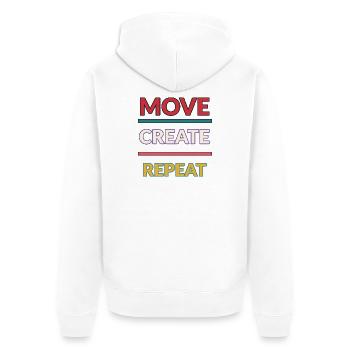 Move Create Repeat: Creative Momentum - Unisex Premium Organic Zip Hoodie - white - Back - Thijin (182cm)