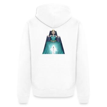 Leuchtende mystische Königin auf dem Thron - Unisex Premium Bio Zip Hoodie - Weiß - Hinten - Thijin (182cm)