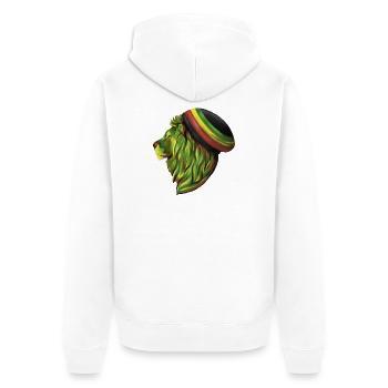 Rastafari Löwenkopf  - Unisex Premium Bio Zip Hoodie - Weiß - Hinten - Thijin (182cm)