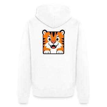 Tiger - Unisex Premium Organic Zip Hoodie - white - Back - Thijin (182cm)