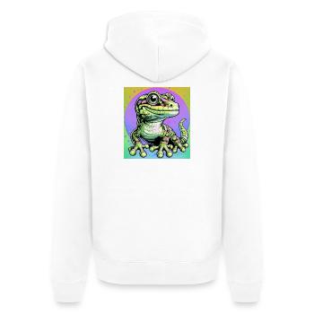 Gecko - Unisex Premium Bio Zip Hoodie - Weiß - Hinten - Thijin (182cm)