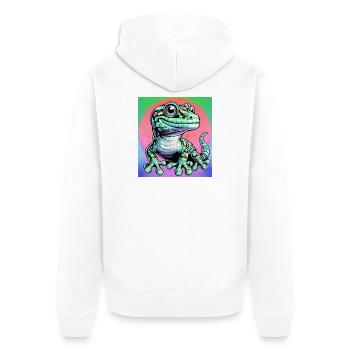 Gecko - Unisex Premium Bio Zip Hoodie - Weiß - Hinten - Thijin (182cm)