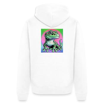 Gecko - Unisex Premium Bio Zip Hoodie - Weiß - Hinten - Thijin (182cm)