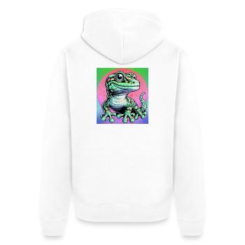 Gecko - Unisex Premium Bio Zip Hoodie - Weiß - Hinten - Thijin (182cm)