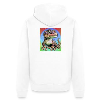 Gecko - Unisex Premium Bio Zip Hoodie - Weiß - Hinten - Thijin (182cm)
