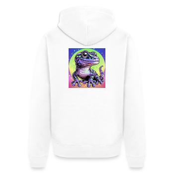 Gecko - Unisex Premium Bio Zip Hoodie - Weiß - Hinten - Thijin (182cm)