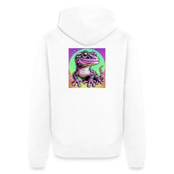 Gecko - Unisex Premium Bio Zip Hoodie - Weiß - Hinten - Thijin (182cm)