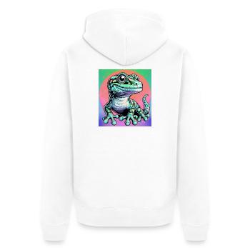 Gecko - Unisex Premium Bio Zip Hoodie - Weiß - Hinten - Thijin (182cm)