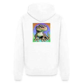 Gecko - Unisex Premium Bio Zip Hoodie - Weiß - Hinten - Thijin (182cm)