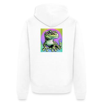 Gecko - Unisex Premium Bio Zip Hoodie - Weiß - Hinten - Thijin (182cm)