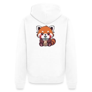 Le panda rouge de Kawaii buvant du bubble tea - Veste à capuche bio Premium Unisexe - blanc - Dos - Thijin (182cm)
