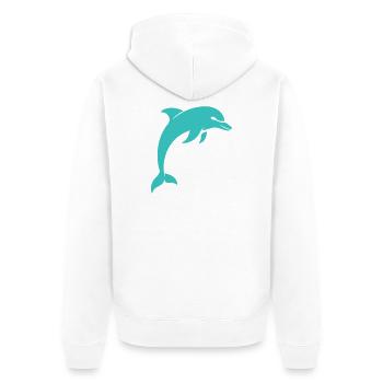 Anmutiger Delfin minimalistischer Türkis - Unisex Premium Bio Zip Hoodie - Weiß - Hinten - Thijin (182cm)