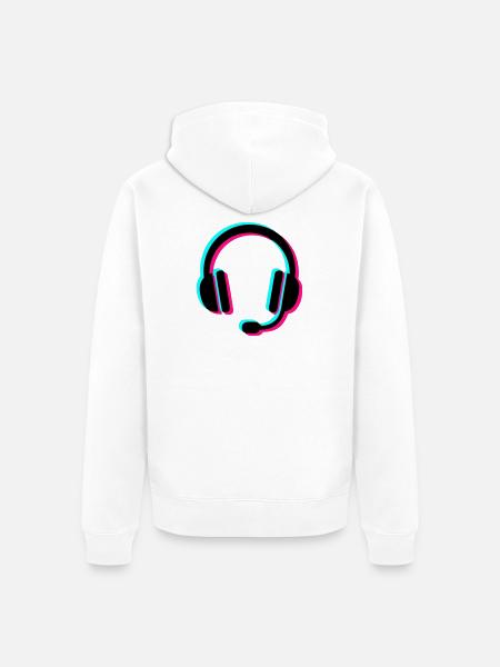 Gamer Headset Glitch Icon - Unisex Premium Bio Zip Hoodie - Weiß