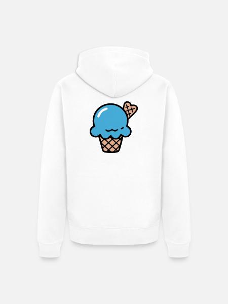 Blaue Eiscreme Waffel Icon - Unisex Premium Bio Zip Hoodie - Weiß