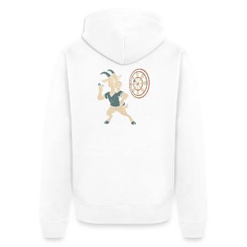 Darts Ziege Triple Zwanzig Kneipe Dartspieler - Unisex Premium Bio Zip Hoodie - Weiß - Hinten - Thijin (182cm)