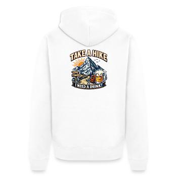 Take a Hike Genuss – Bergpfad Bier - Unisex Premium Bio Zip Hoodie - Weiß - Hinten - Thijin (182cm)