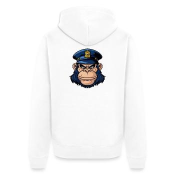 Affen Polizei - Unisex Premium Bio Zip Hoodie - Weiß - Hinten - Thijin (182cm)