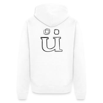 Kleinbuchstabe ü handgezeichnet - Unisex Premium Bio Zip Hoodie - Weiß - Hinten - Thijin (182cm)