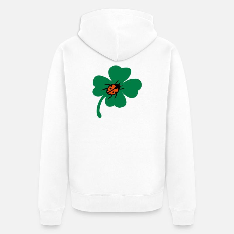 Coccinelle à feuilles de trèfle chanceuse - Veste à capuche bio Premium Unisexe - blanc