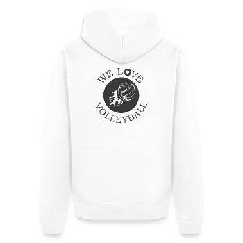 we love Volleyball Beachvolleyball Symbol Grafik - Unisex Premium Bio Zip Hoodie - Weiß - Hinten - Thijin (182cm)