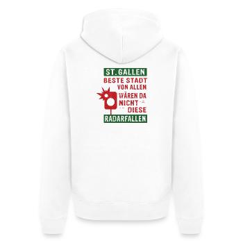 St.Gallen beste Stadt von allen Radarfallen - Unisex Premium Bio Zip Hoodie - Weiß - Hinten - Thijin (182cm)