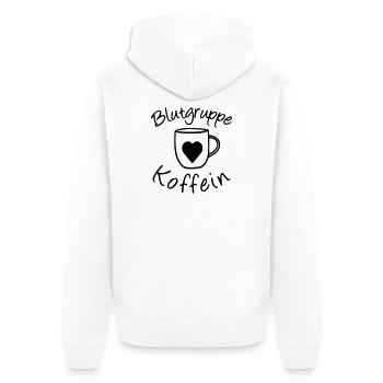 Blutgruppe Koffein - Unisex Premium Bio Zip Hoodie - Weiß - Hinten - Thijin (182cm)