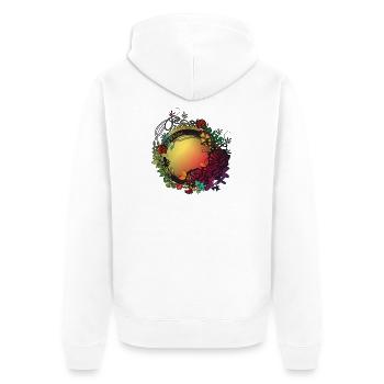 üppiger bunter Rosengarten in Jugendstil Optik - Unisex Premium Bio Zip Hoodie - Weiß - Hinten - Thijin (182cm)
