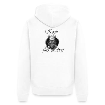 Koch fürs Leben - Unisex Premium Bio Zip Hoodie - Weiß - Hinten - Thijin (182cm)