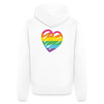 LGBTQ-Regenbogenherz - Unisex Premium Bio Zip Hoodie - Weiß - Hinten - Thijin (182cm)
