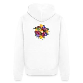 Gelb-Lila Rosenstrauß Mix - Unisex Premium Bio Zip Hoodie - Weiß - Hinten - Thijin (182cm)
