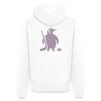 Minimalistische Pinguin Eishockey Silhouette - Unisex Premium Bio Zip Hoodie - Weiß - Hinten - Thijin (182cm)