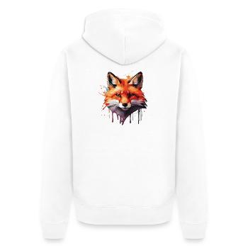 Aquarell Fuchs - Unisex Premium Bio Zip Hoodie - Weiß - Hinten - Thijin (182cm)