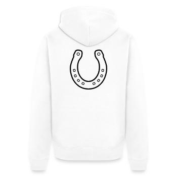 Fer à cheval cheval contour symbole de bonne chance - Veste à capuche bio Premium Unisexe - blanc - Dos - Thijin (182cm)