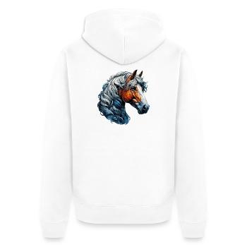 Pferd - Unisex Premium Bio Zip Hoodie - Weiß - Hinten - Thijin (182cm)