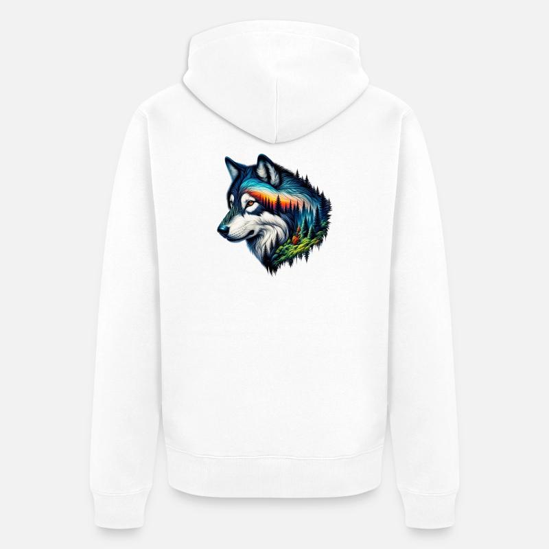 Wolf - Unisex Premium Organic Zip Hoodie - white