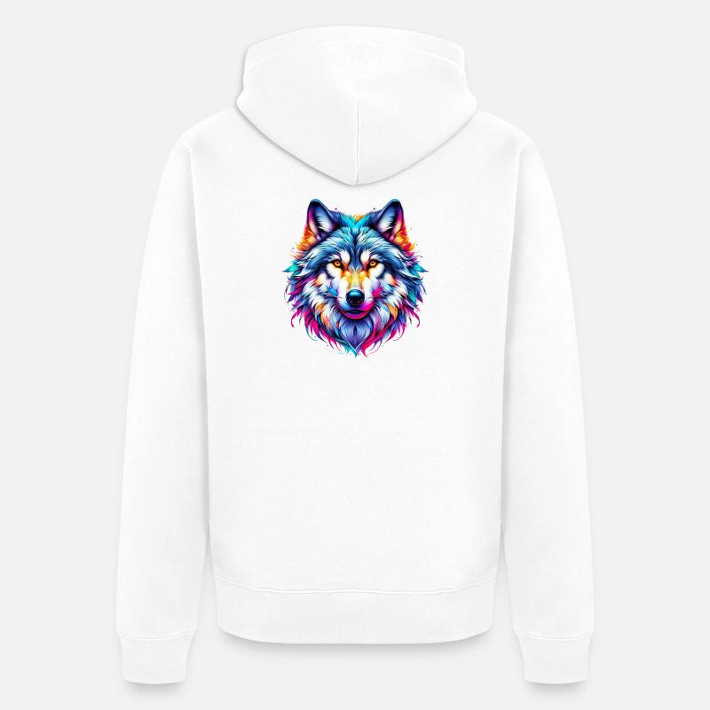 Wolf - Unisex Premium Bio Zip Hoodie - Weiß