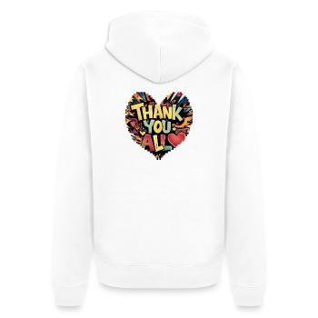 Conception de cœur de remerciement coloré - Veste à capuche bio Premium Unisexe - blanc - Dos - Thijin (182cm)