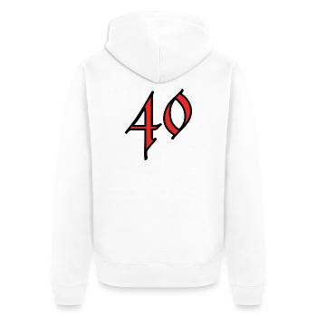 40. 40 YEARS. 40th ANNIVERSARY. 40 YEARS ANNIVERSARY. - Unisex Premium Organic Zip Hoodie - white - Back - Thijin (182cm)