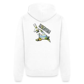 Carte à l’aquarelle d’Usedom - Veste à capuche bio Premium Unisexe - blanc - Dos - Thijin (182cm)