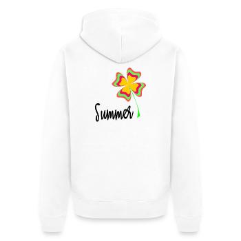 FEIERTAG. FROHE FEIERTAGE. GELIEBTE. MEISTER. LEHRER - Unisex Premium Bio Zip Hoodie - Weiß - Hinten - Thijin (182cm)