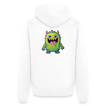 Niedliches Kinder Cartoon Monster - Unisex Premium Bio Zip Hoodie - Weiß - Hinten - Thijin (182cm)