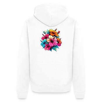 Fleurs d’hibiscus - Veste à capuche bio Premium Unisexe - blanc - Dos - Thijin (182cm)