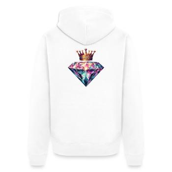 Diamond and Crown - Unisex Premium Organic Zip Hoodie - white - Back - Thijin (182cm)