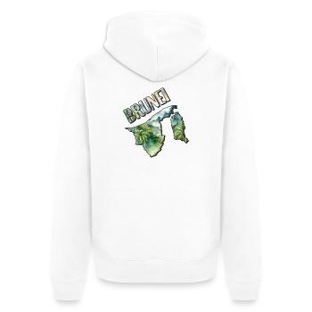 Aquarell Landkarte Brunei - Unisex Premium Bio Zip Hoodie - Weiß - Hinten - Thijin (182cm)