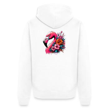 Flamingo - Unisex Premium Bio Zip Hoodie - Weiß - Hinten - Thijin (182cm)