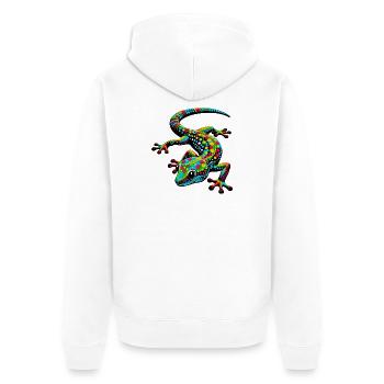 Gecko - Unisex Premium Bio Zip Hoodie - Weiß - Hinten - Thijin (182cm)