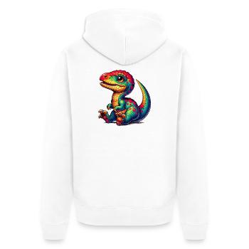 Dinosaur - Unisex Premium Organic Zip Hoodie - white - Back - Thijin (182cm)