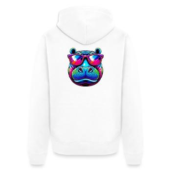 Nilpferd - Unisex Premium Bio Zip Hoodie - Weiß - Hinten - Thijin (182cm)