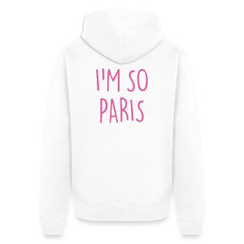 I'M SO PARIS - Unisex Premium Bio Zip Hoodie - Weiß - Hinten - Thijin (182cm)