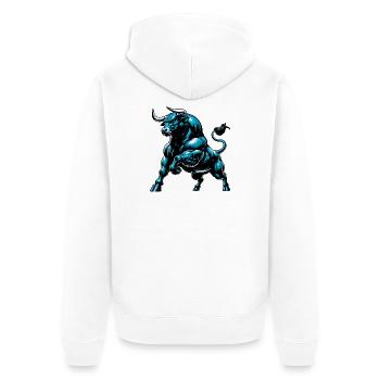 Stier - Unisex Premium Bio Zip Hoodie - Weiß - Hinten - Thijin (182cm)
